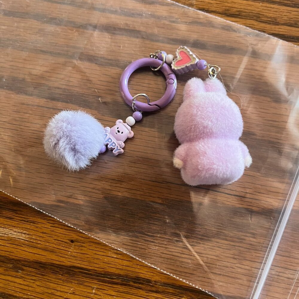 Mini Labubu Purple Bow Charm Key Chain - Picture 3 of 7